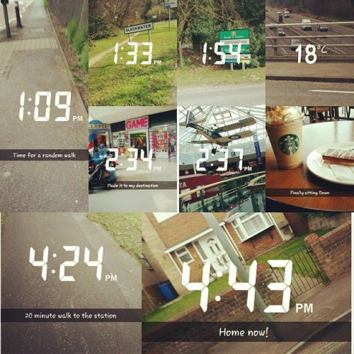 So today I went on a random walk to Farnborough is around 6 miles away and it took around an hour an