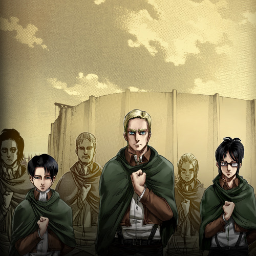 leviskinnyjeans:  Au Smartpass Shingeki no Kyojin Mission Panel Wallpaper Eren, Mikasa, and ArminErw