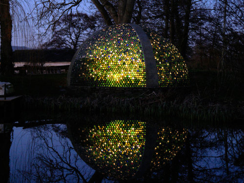 oakapples:The fernery at Westonbury Mill Water Gardens, Herefordshire- made from recycled wine bottl