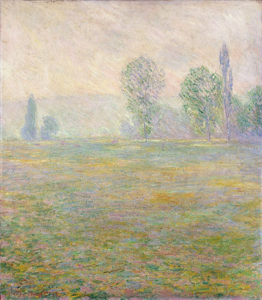 goodreadss:    Prés à Giverny, Claude Monet, 1888.    Ferdinand Hodler ~ Girl gathering
