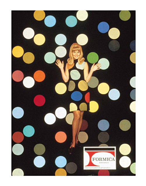 Formica ad with polka dots, 1960s. Source