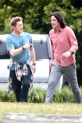 keanureevesdaily:Keanu Reeves and Alex Winter on set of Bill & Ted Face The Music on July 2nd, 2