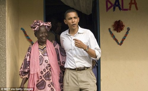 fckyeahprettyafricans: Barack Obama with his family members! Also, with his grandma, Sarah Obama Ke