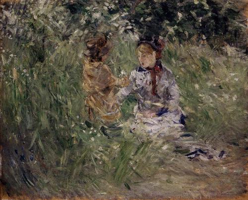Julie with Pasie in the Garden at Bougival, 1881, Berthe MorisotMedium: oil,canvas