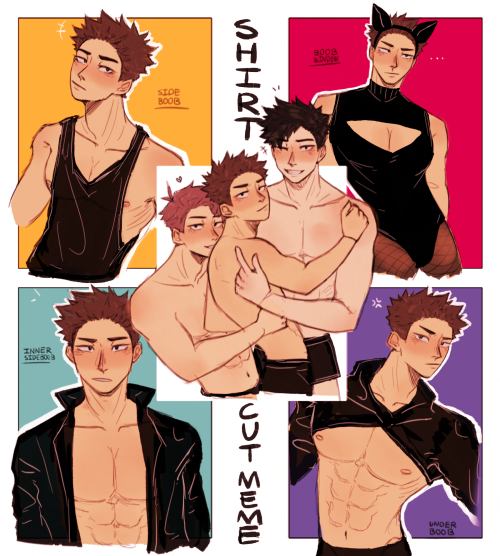 Hi, finally done with the shirtcutmeme with Iwa and a bonus suprise OT3 hfjjdjs;; been really open t