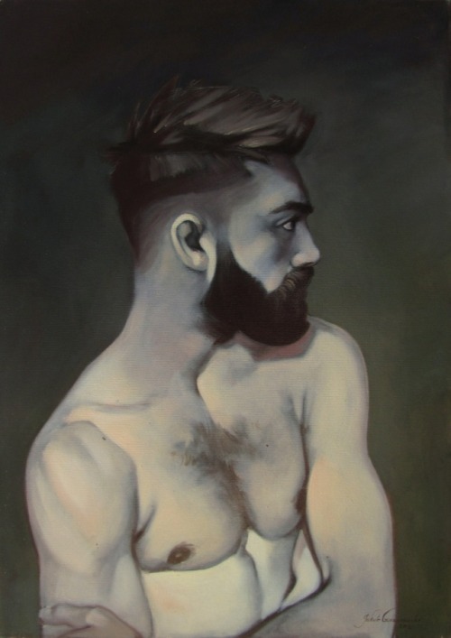 J.Godziszewski. Man with beard. oil on canvas. 2018