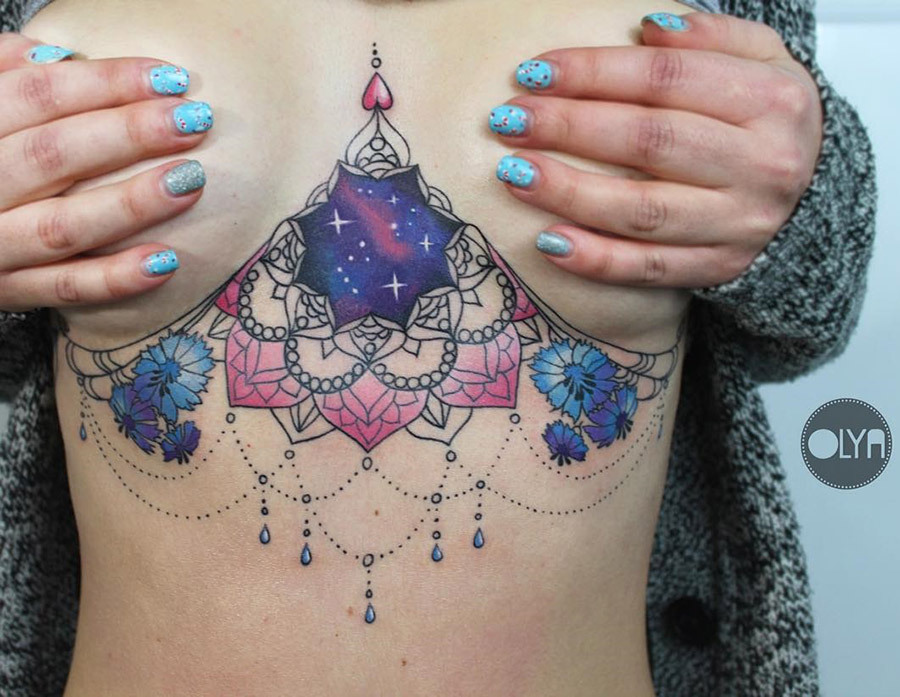 Tattoo Ideas — Under Boob Space Mandala