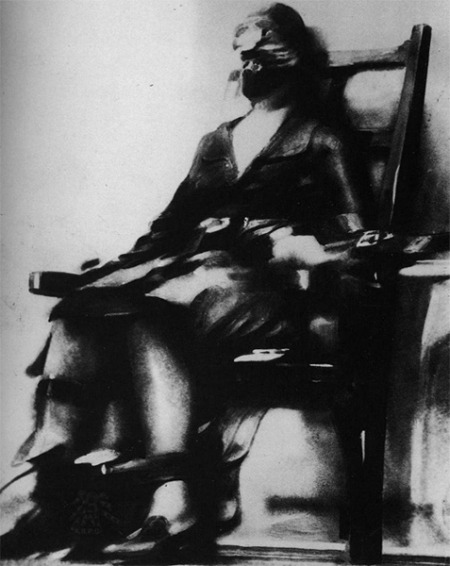 twicetoldtales:  1928: Photograph of Ruth Brown Snyder on the electric chair. The