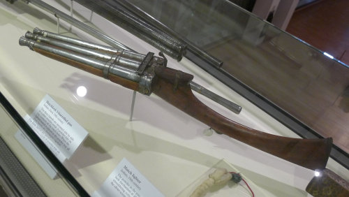 A unique and unusual three barreled matchlock musket originating from India, 18th century.Currently 