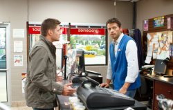 castielism:  asgardian—angels:  (x) NO BUT WHAT IF DEAN JUST WALKS INTO A GAS STATION AND SEES CAS BEHIND THE REGISTER LIKE ‘wHAT THE FRICK FRACKLE’  