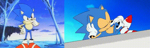 sonic-nyoom:Some comparison GIFs between the Sonic OVA and Sonic Mania Adventures. Cut frames at poi