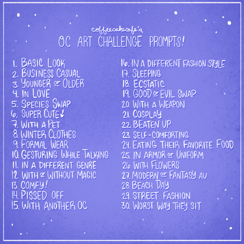Prompts for the challenge by coffeecakecafe