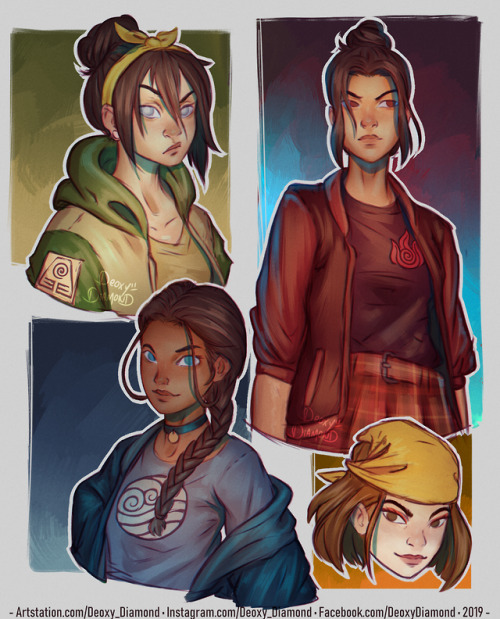 deoxy-diamond:Casual Avatar - Toph / Azula / Katara / SukiArtstation - www.artstation.com/deoxy_diam