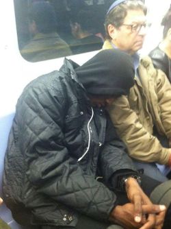 missjia:  Via Facebook: Yesterday, a user on Reddit shared this image along with the description below. And we just had to share it with you:&ldquo;Heading home on the Q train yesterday when this young African American guy nods off on the shoulder of