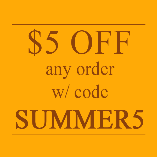 Summer Sale! Use code SUMMER5 for $5 OFF any order, or use code SILVER15 for $15 OFF any 1 Sterlin