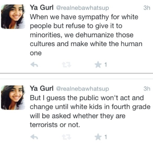 black-m3rmaid: realnebawhatsup: Did a twitter lecture today on white terrorism in response to Rodger