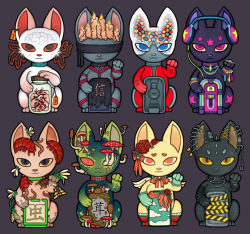 godtricksterloki:  atrocityland:  Finally finished Wrong Neko sets 4 &amp; 5! I’m trying some new things with color here, which I’m really happy with…and of course I’m still trying to push my concepts in new directions. Once I finish set 6 (and
