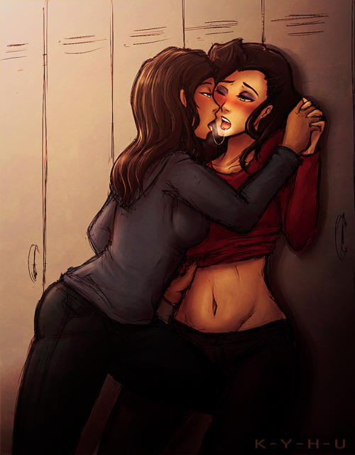k-y-h-u:   steamy Korrasami locker room action depicted in nightworldlove’s college AU sequel The game goes on! (The original fic “The game is on” is here!~ I also drew up stuff for that one~ )  I suggested the Footballplayer!Korra & Cheerleader!Asami