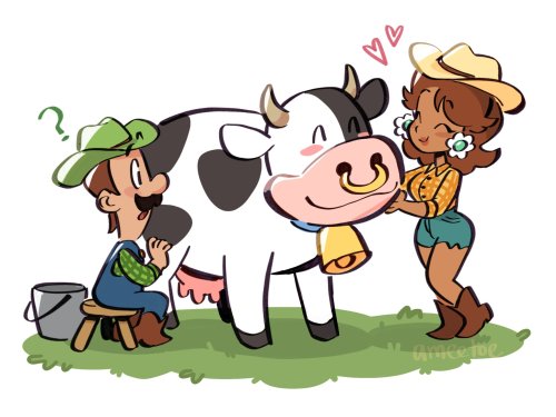 first drawing of the year is, of course, luigi and daisy with a moo moo meadows cow!! enjoy 