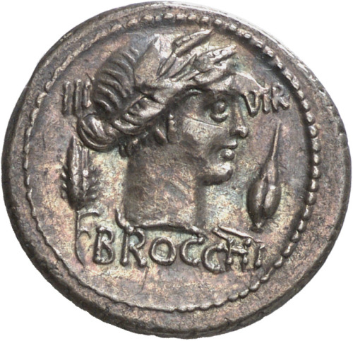 romegreeceart:Ceres* Rome, 63 BCE* issued by triumvir monetalis Lucius Furius Brocchus (member of an