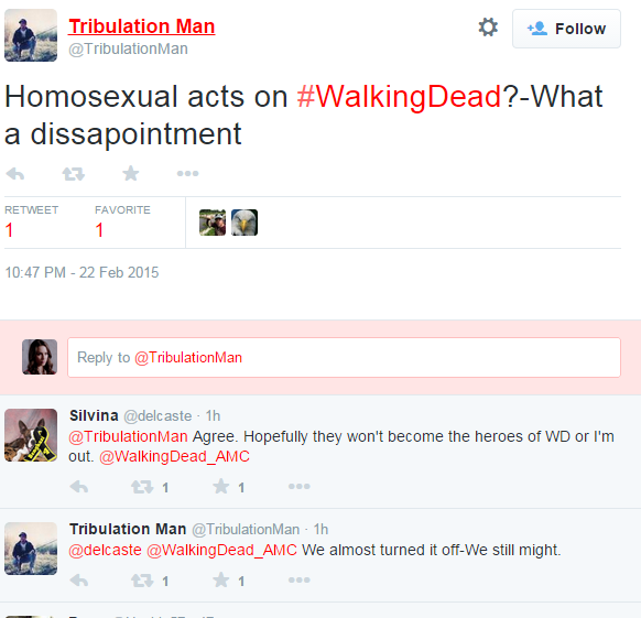 skoogers:disgustednoise:So, apparently the Walking Dead, added a Homosexual Male