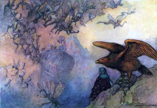 saveflowers1:Art by Warwick Goble (1912), “There I could see.”