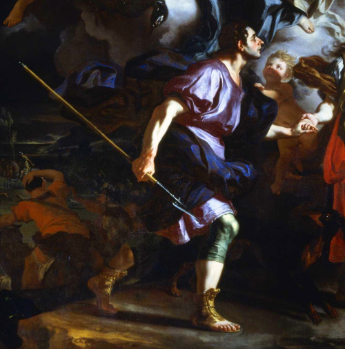 jaded-mandarin:Francesco Solimena. Detail from The Royal Hunt of Dido and Aeneas, 1714.