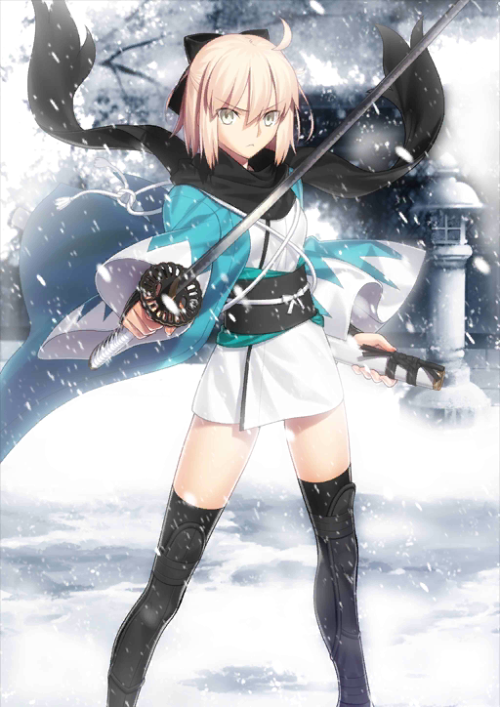 rockxas-alter:  Okita’s card art from FGO. Source.   I NEED YOU OKITA… WHY… WHY, I ROLL AND I ROLL AND NOTHING
