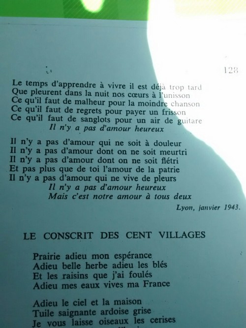 uncarnetvirtuel:Louis Aragon, “Il n'y a pas d'amour heureux”, in La Diane française.