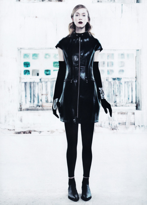 designerleather: Raquel Zimmermann for Vogue China - Junya Watanabe leather dress