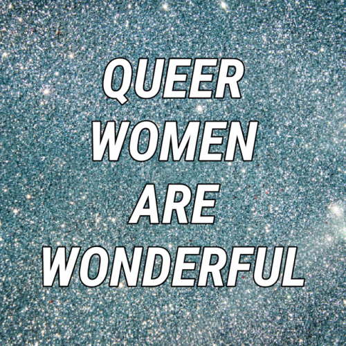 (Image description: white text over a background of silver glitter that says &ldquo;queer women are 