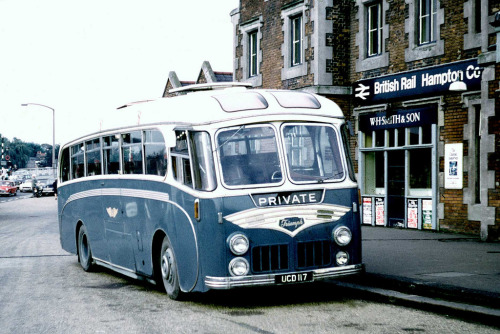 Bus outside Hampton Court Rail Station, 1968