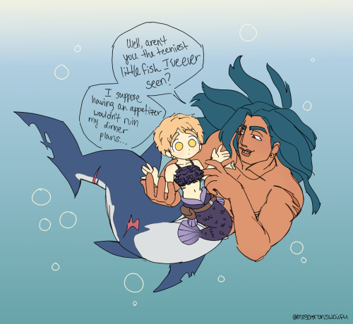 someone requested a mermaid nightlight and i got inspired to draw this. overshark and strawberry bas