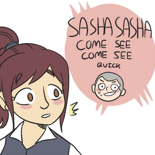 animeboyfriend:  present day au, sasha and connie are THOSE people 