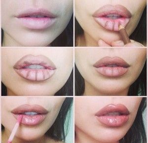 A deceptively simple photo tutorial for contouring your lips. She uses a nude, brown toned lip penci