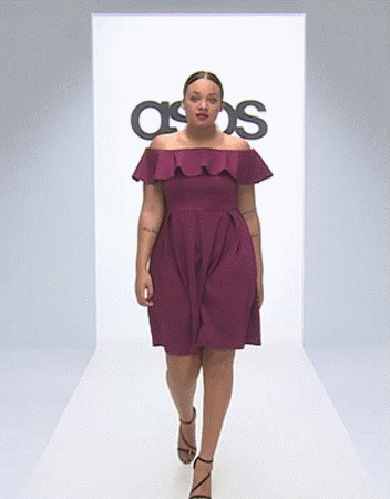 plussizeebony:  ASOS CURVE Textured Ruffle Bardot Dress In Longer Length 