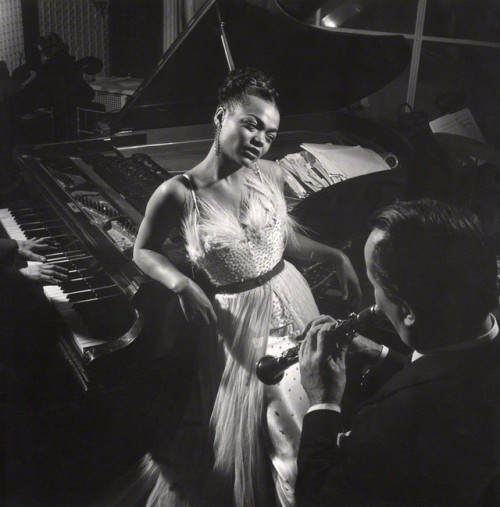 twixnmix: Eartha Kitt and orchestra leader Frank Weir at Churchill’s Club in London, 1951. Pho