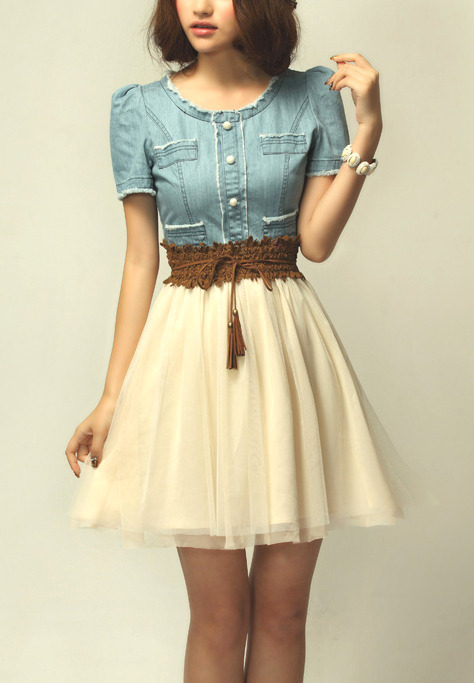 k-population:Denim Chiffon Dress - $9.59 (x)