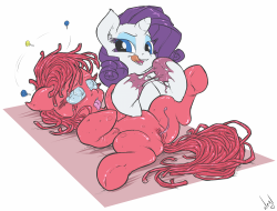 notaclopblog:  atrylplus:  Tuffy - Candy pony and Rarity - commissioned by Thedeedeedee, it was a lineart commission but I really liked it so I colored it. Licorice mane, Taffy skin and rock candy eyes, seriously keep Pinkie away! Part of the 9 commission