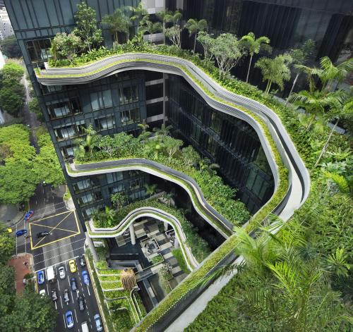 sixpenceee: Sky Gardens at the ParkRoyal in Singapore. They incorporate energy-saving features throu