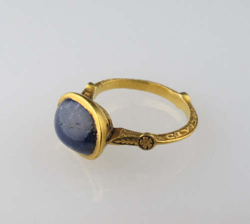 theancientwayoflife:~ Finger Ring.Date: 14th centuryCulture: BritishMedium: Gold and sapphire
