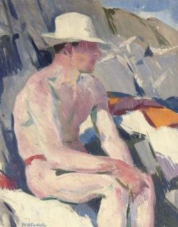 grundoonmgnx:  Francis Campbell Boileau Cadell (British, 1883-1937), Bather in a White Hat