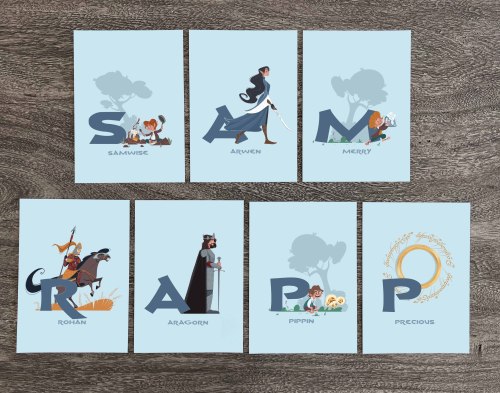 Some LOTR-inspired ABC’s for those fantasy-themed nurseries out there! samrappillustrations.etsy.com