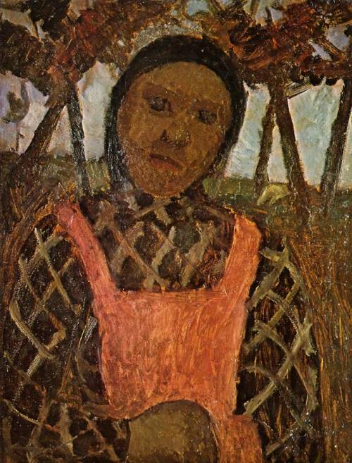 expressionism-art: Peasant child with pink apron, 1904, Paula Modersohn-BeckerSize: 55x69 cmMedium: 