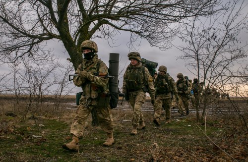 Marching of Azov regiment soldiers.