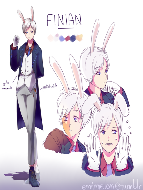 another re-design/ref sheet commission i did for @victoryfroststarlight of their rwby oc Finian!chec