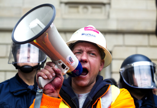 Photos from today&rsquo;s protests in response to the Right to Work bills that passed through Michig