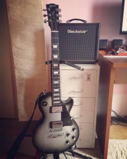 axestasy:  My music weapons :) Gibson Les Paul Studio (2010) and Blackstar HT1-R. Really great tones!