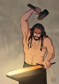 hvit-ravn-deactivated20181206:  Anonymous asked: could you please draw Thorin standing near the fire in the smithy?   