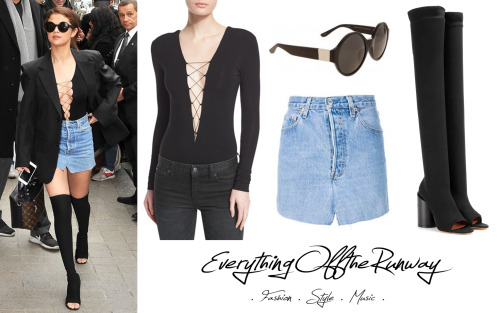 Selena Gomez out in France, Paris.The Row Acetate With Black Leather SunglassesAlexander Wang Lace-u